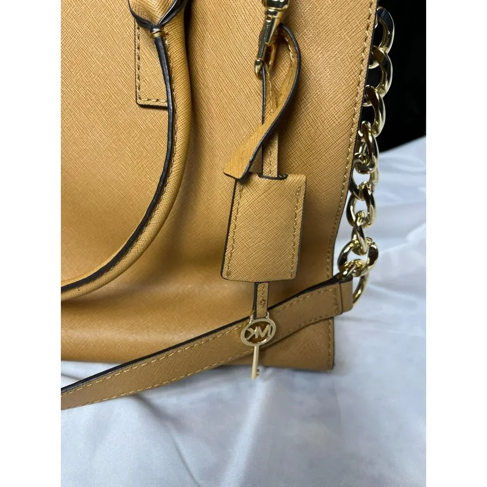 Michael Kors Hamilton Saffiano Leather Medium Satchel Handbag W/ Shoulder Strap